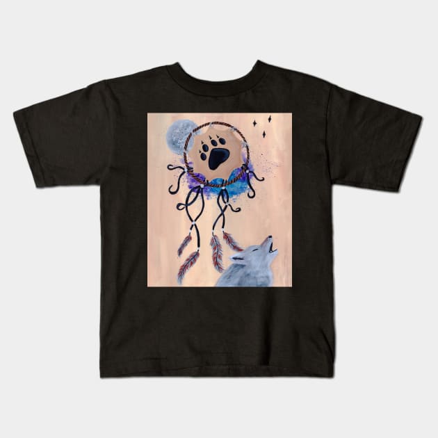 Wolf Dream Catcher Kids T-Shirt by FoxSplatter